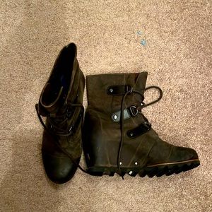 Sorel wedge combat boots.